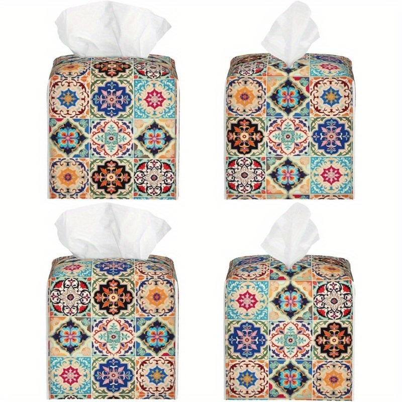 vintage ceramic tile tissue box cover ethnic     durable stylish organizer for office kitchen car bathroom holds   tissues easy   decorative facial paper dispenser bathroom organizers and storage kitchen accessory   smooth texture   Product details 1
