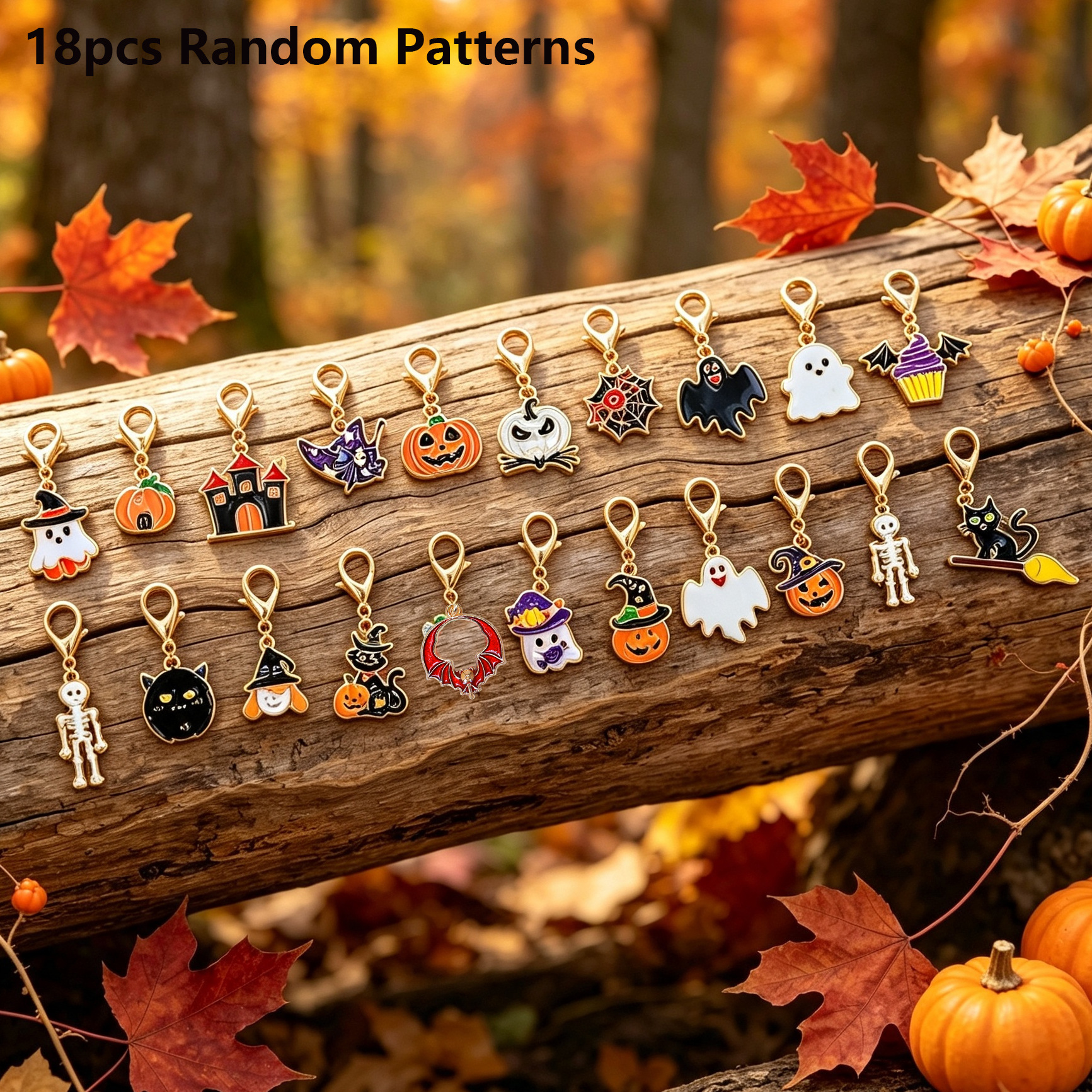 TEMU Ensemble de 18 porte-clés d'Halloween à aléatoires | Design cœur fille , style niche | Convient pour de sac, pendentif de clé de voiture, ajouts
