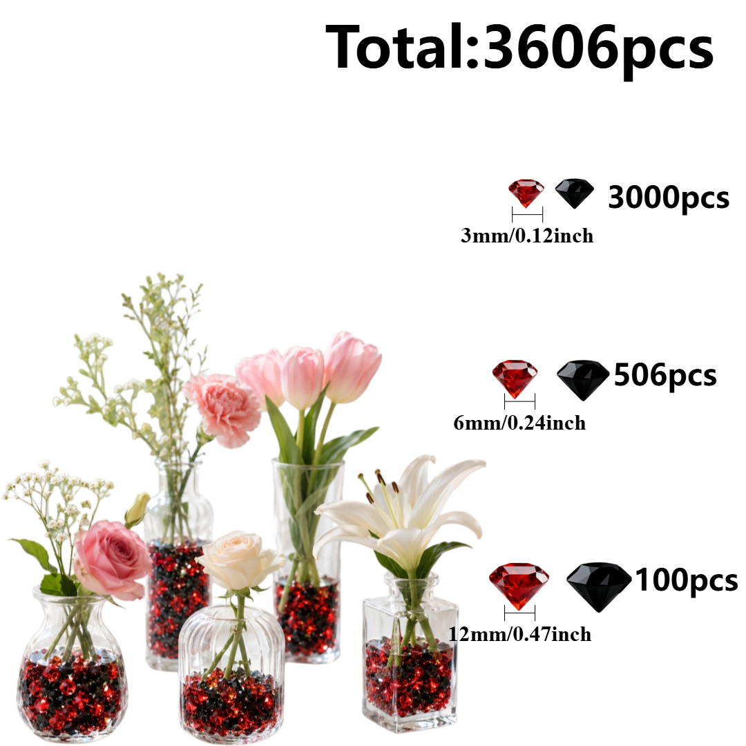 TEMU Relleno de de 3606 piezas de gemas de diamante acrílicas negras y , diamantes de decorativos para decoración del hogar, decoración de , de mesa