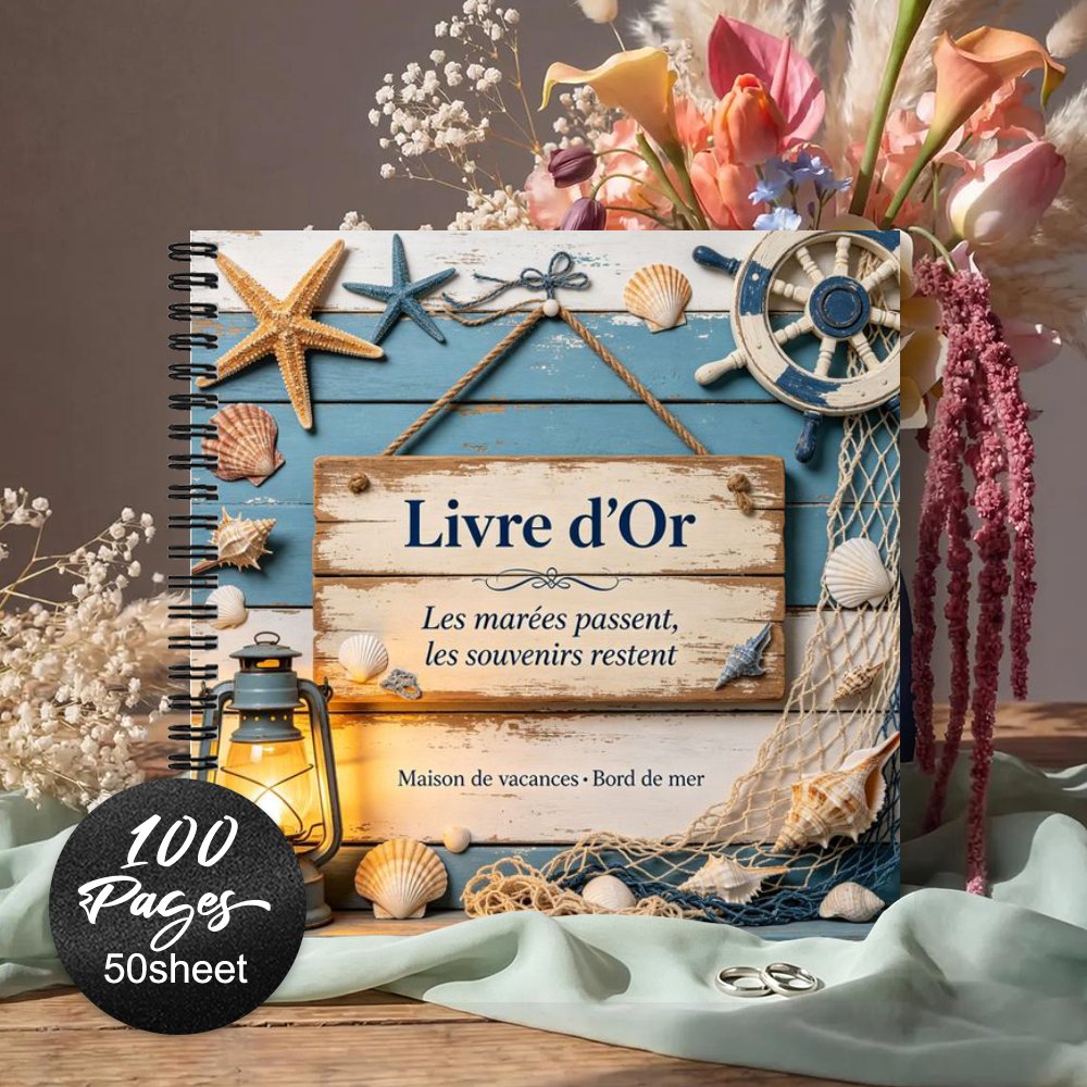 TEMU 1 pièce 'or français, 'or rustique côtier, Journal de souvenirs, Parfait pour que signent d'une spéciale, Idéal pour , mariage, enterrement de