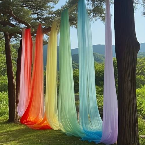2 pack lightweight mesh fabric for wedding decorations in colors light blue light green and light purple measures 29 5 inches wide by 157 4 inches long ideal for party backdrops garden nets gift