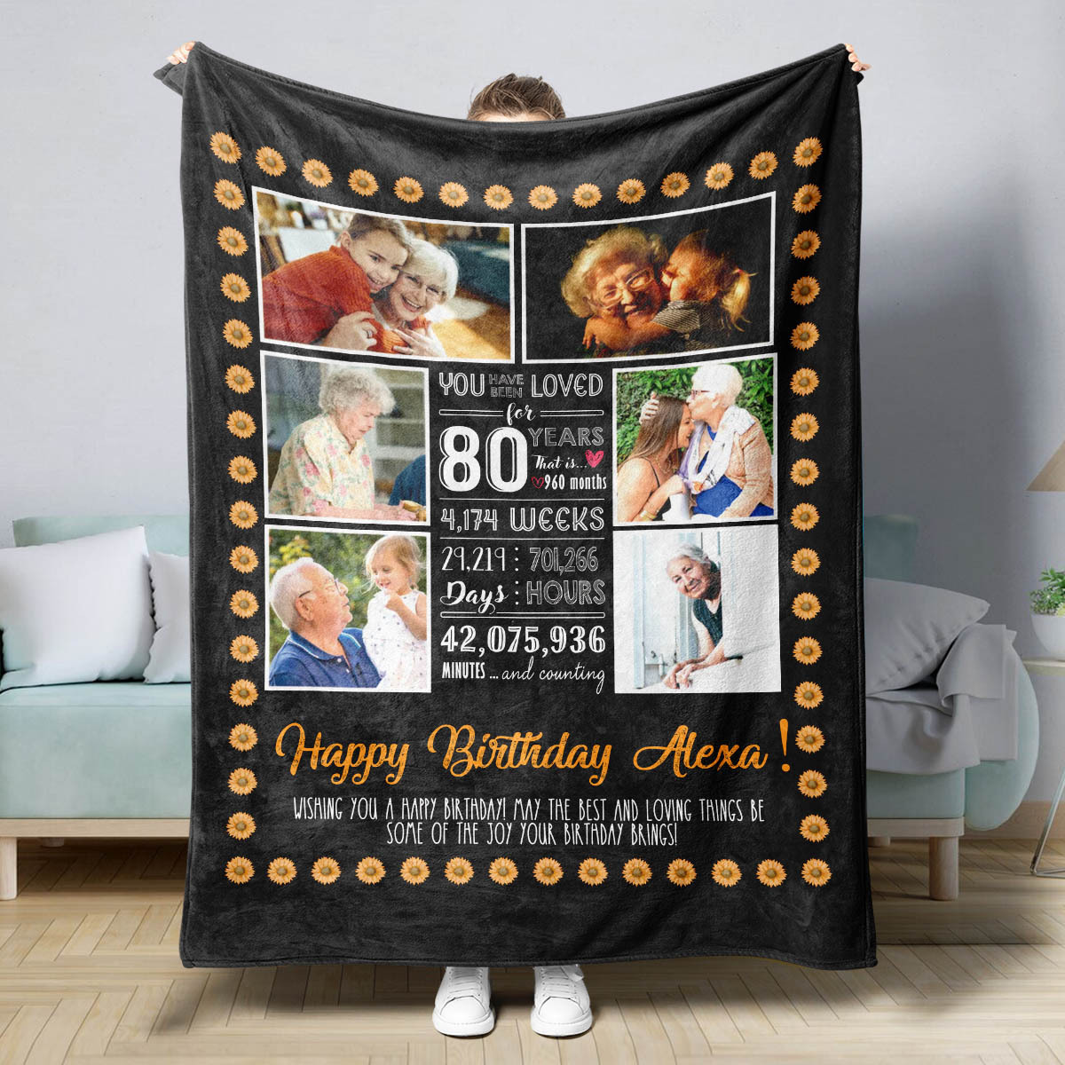 custom 80th birthday blanket women personalized photos Temu