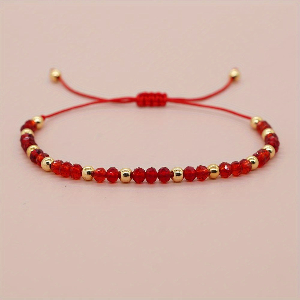 TEMU 1 Pcwomen's Natural Crystal Beaded Bracelet Hand Woven Bracelet Adjustable Length Stylish Bohemian Style Suitable For Folding Suitable For Gifts