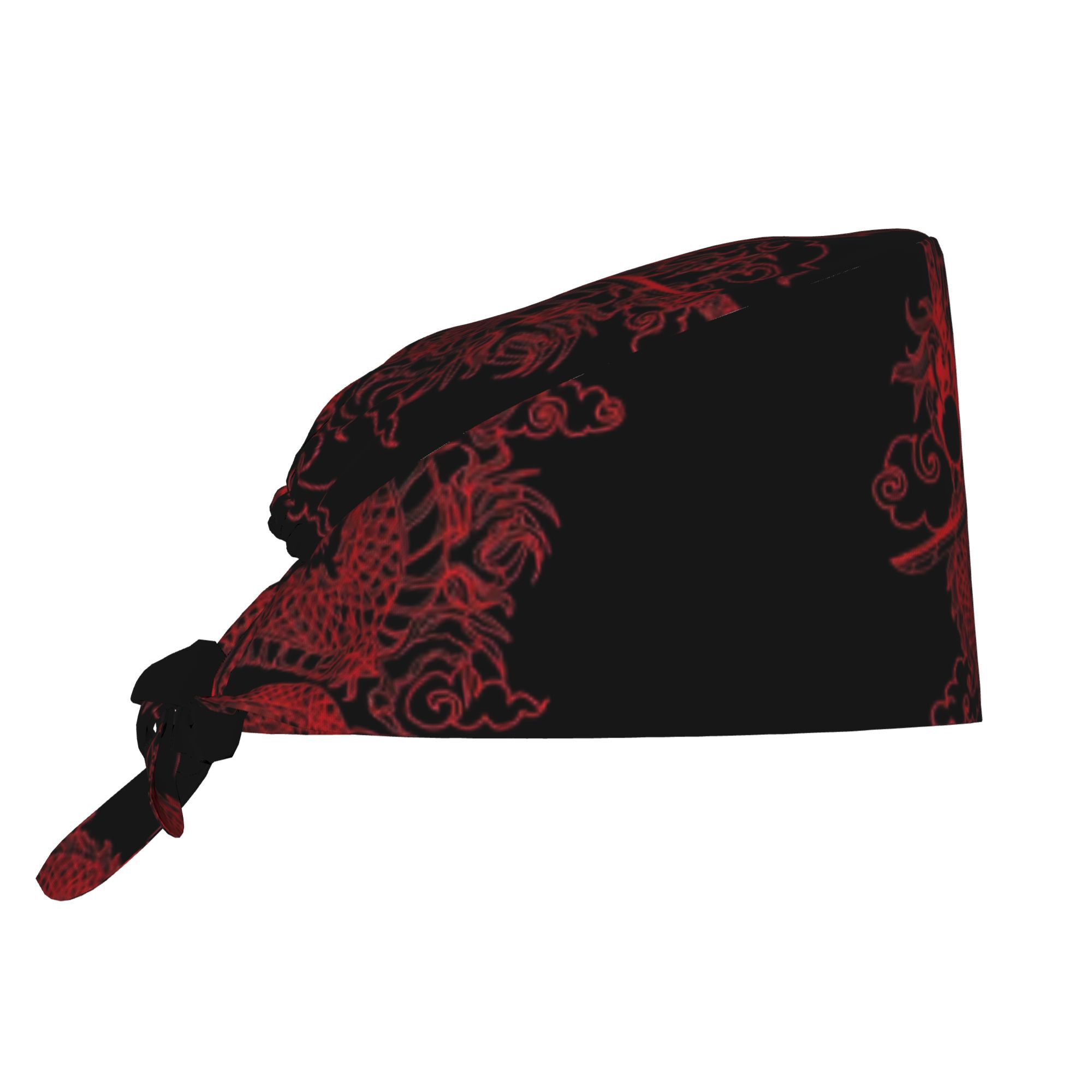 TEMU Chef Hat Red Chinee Dragon With Black Background Work Printed For Men Lightweight Adjustable Dustproof For Chefs Nurses Engineers Gift Idea
