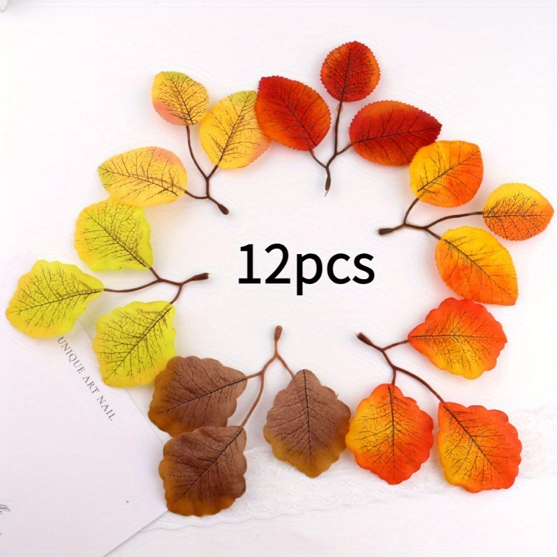 E-shop 12 Stück künstliche Stoffblätter Pflanze Drei-Blatt-Schirm Ahornblätter Herbst , für Herbstdekoration, Thanksgiving Dekoration, Erntedankfest