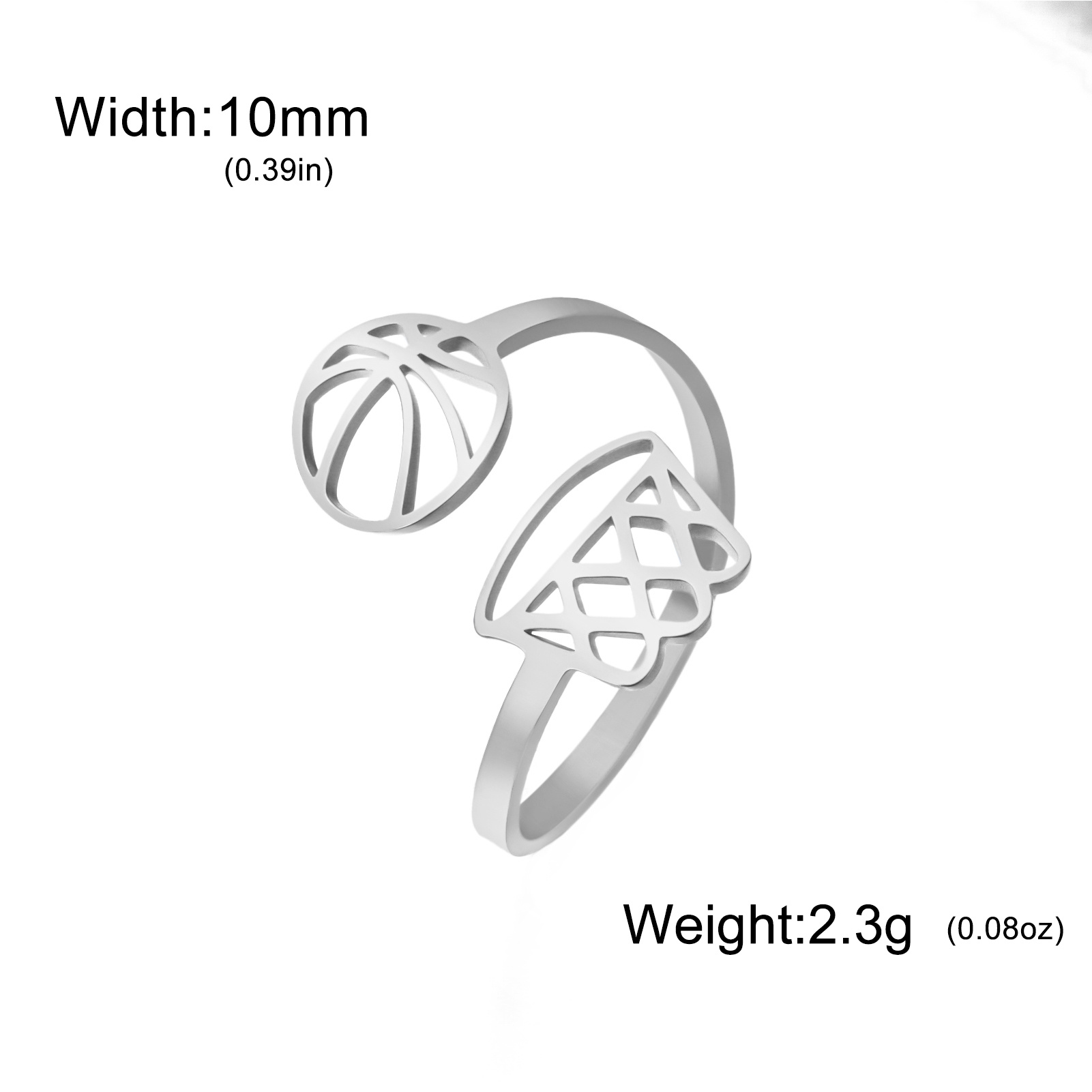 TEMU 1pc Hollowed-out Basketball Hoop Opening Ring Stainless Steel Adjustable Finger Ring Sporty Basketball Enthusiast Unisex Fashion Accessories