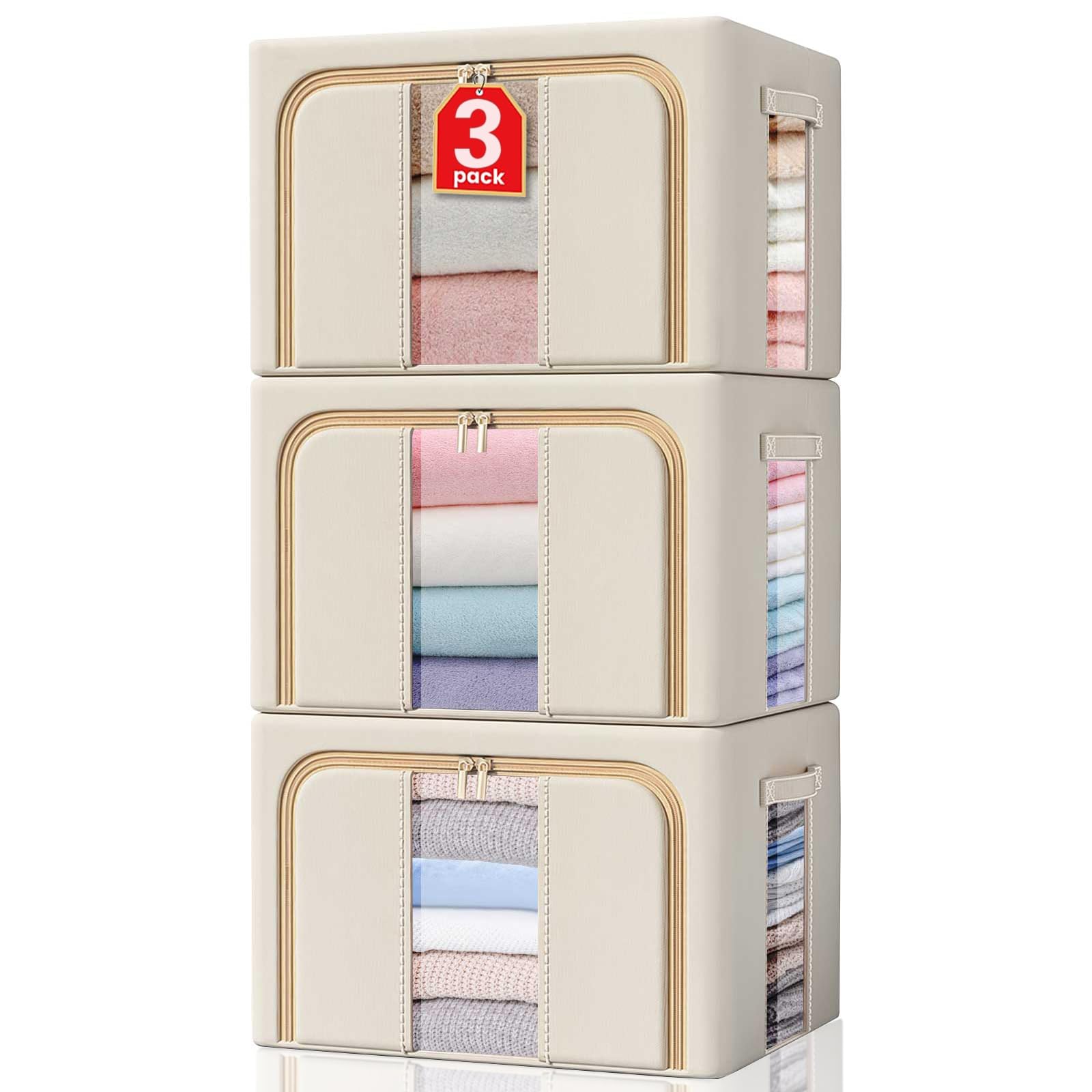 TEMU Contenitori Porta Abiti con Struttura in Metallo Pieghevole, Scatole Contenitori per Organizzare Vestiti, Lenzuola, Coperte, Libri, Giocattoli,