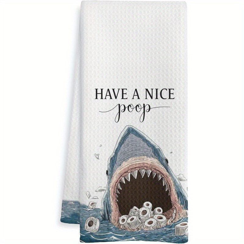 TEMU 1pc 18×26 Inch Shark Gift Hand Towels For Bathroom, Shark Bathroom Decor Lovers Gifts Decorative Hand Towels For Guest Bath Room Washroom Power