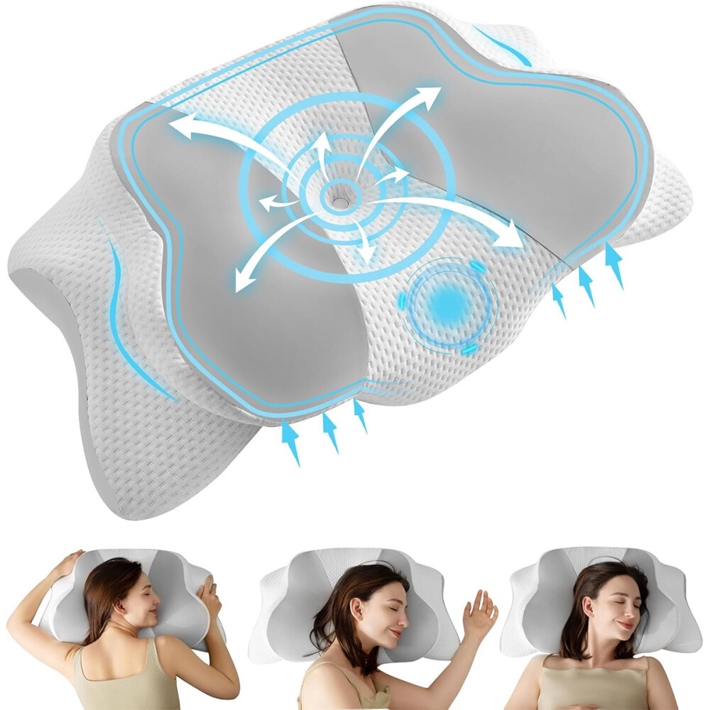 1 Ergonomic Memory Foam Pillow Designed For Cervical Support During Sleep, Suitable For Side Sleepers, Featuring A Contoured Shape, Head Support Pad, And Cushioning For Sleeping