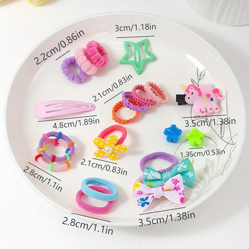 889pcs Trendy Unicorn Hair Clips and Elasti-Ponies Set