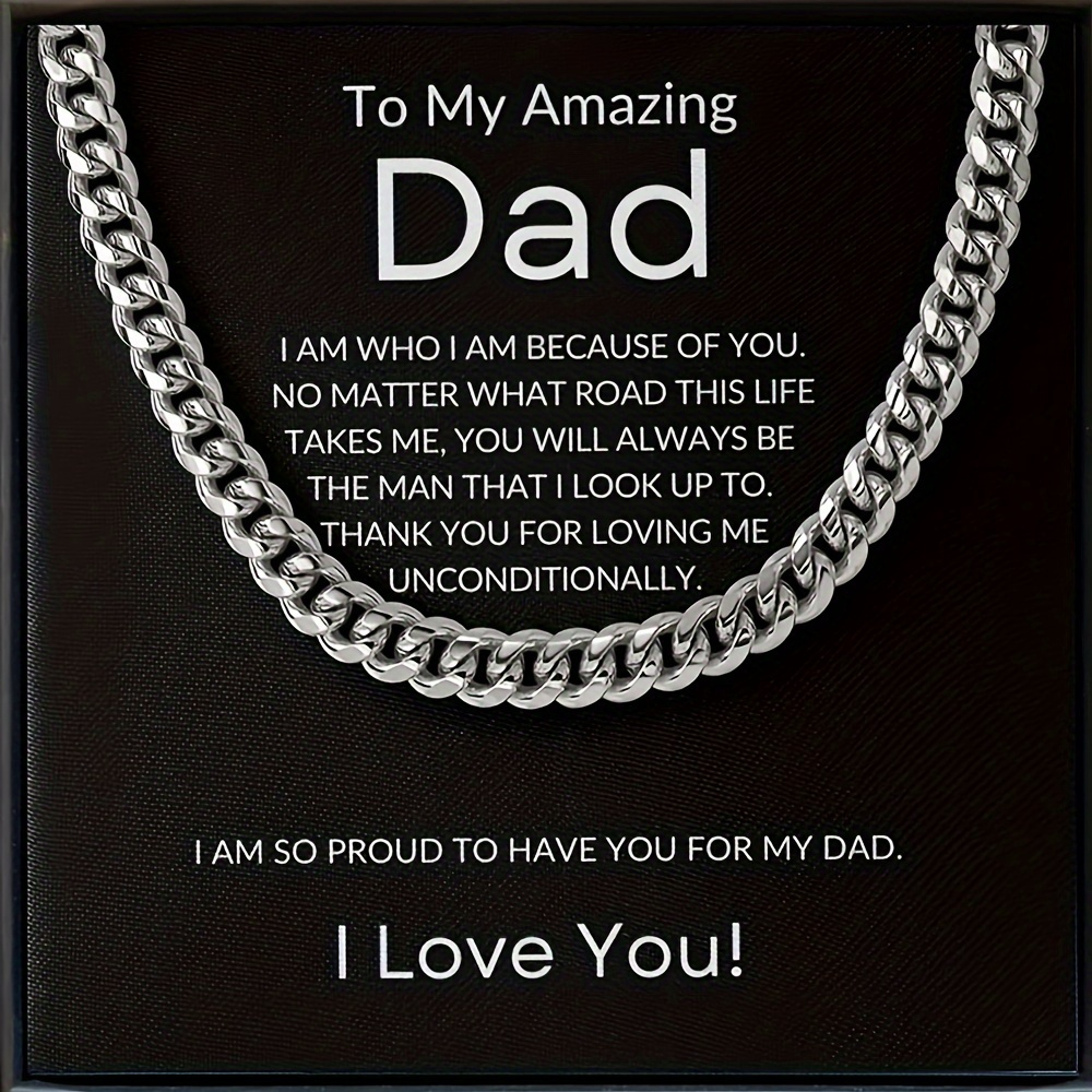 TEMU A Stylish And Durable Stainless Steel Necklace For My Wonderful Dad, Featuring A Trendy Hip Hop Chain Design, Perfect As A Holiday Gift Complete