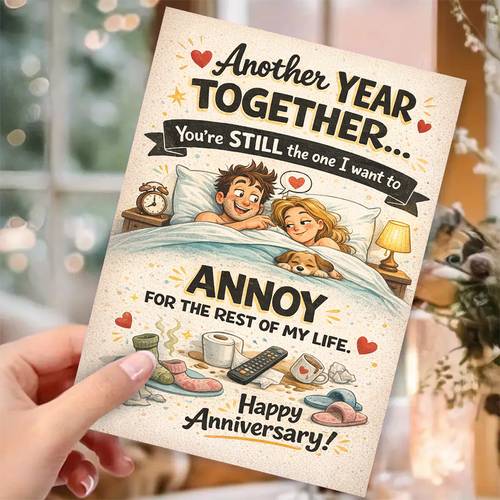 1pc funny couples anniversary card suitable for husband wife partner humorous bedtime card with envelope cozy bed dog for wedding milestones birthdays valentines gifts for paper card for