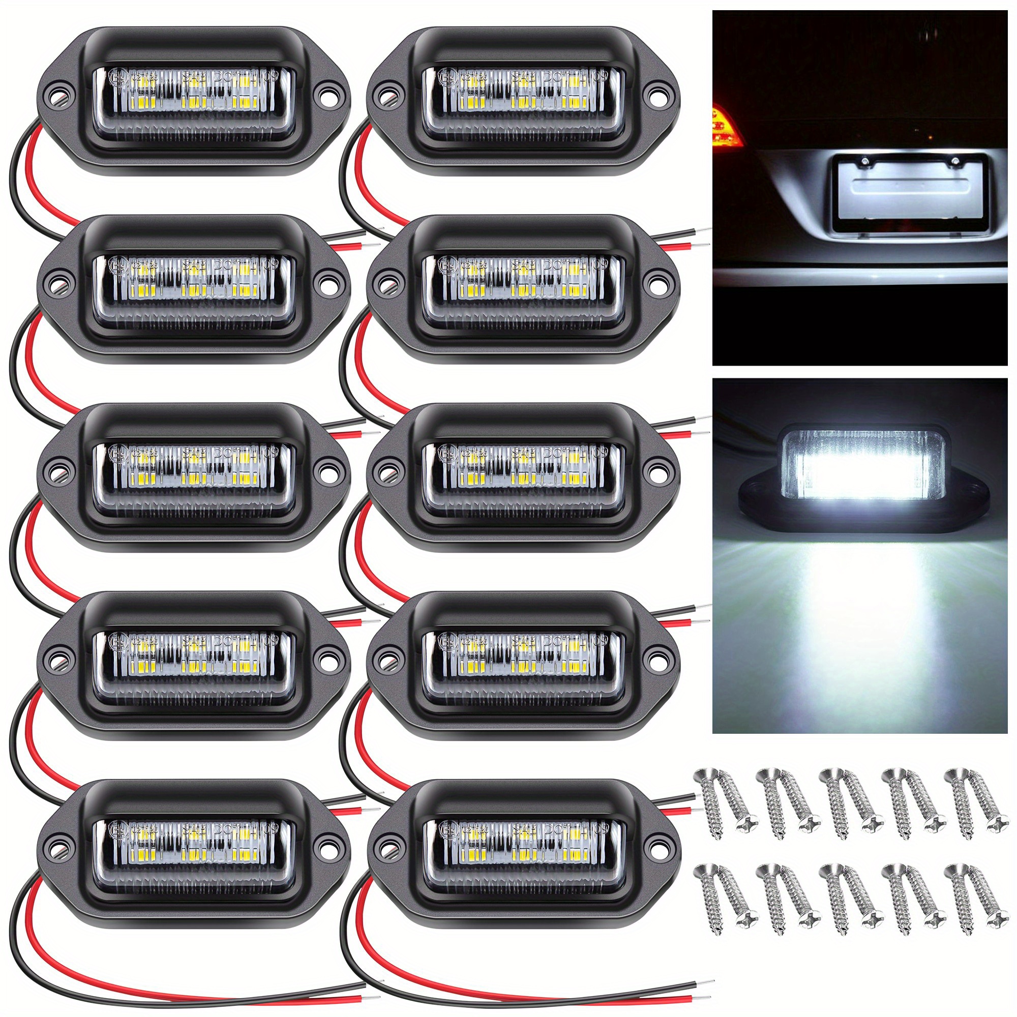 TEMU Set Of 10 Led Lights For Vehicle License Plates, Suitable For Cars, Trucks, Trailers, Motorcycles, And Rvs, Operating On 12v To 24v