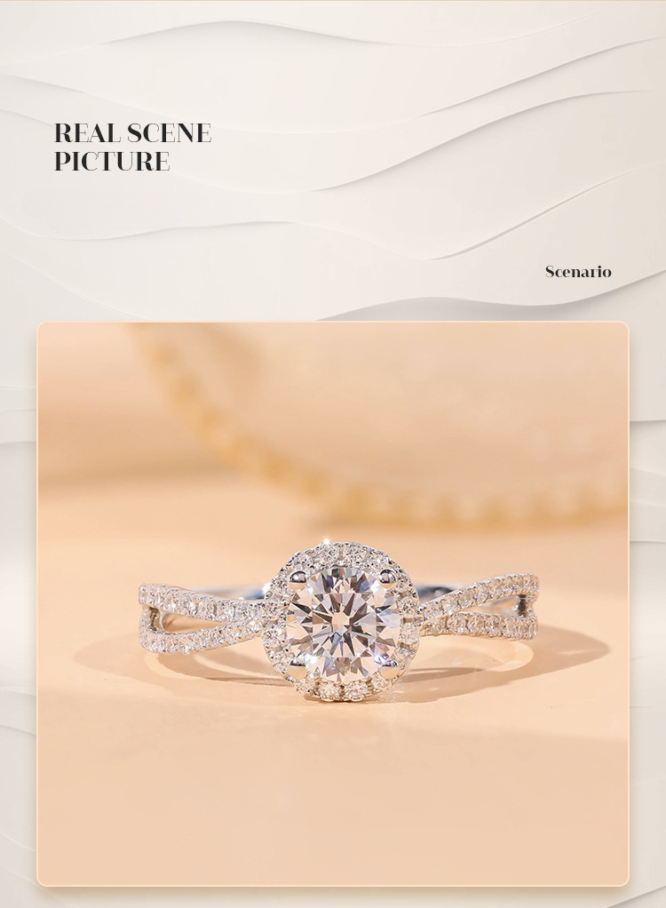 1pc luxury moissanite engagement ring for women, alloy band with sparkling stone, elegant bridal jewelry,   valentine s day and special occasions,  , broken brick, high-end design,  ,   details 2