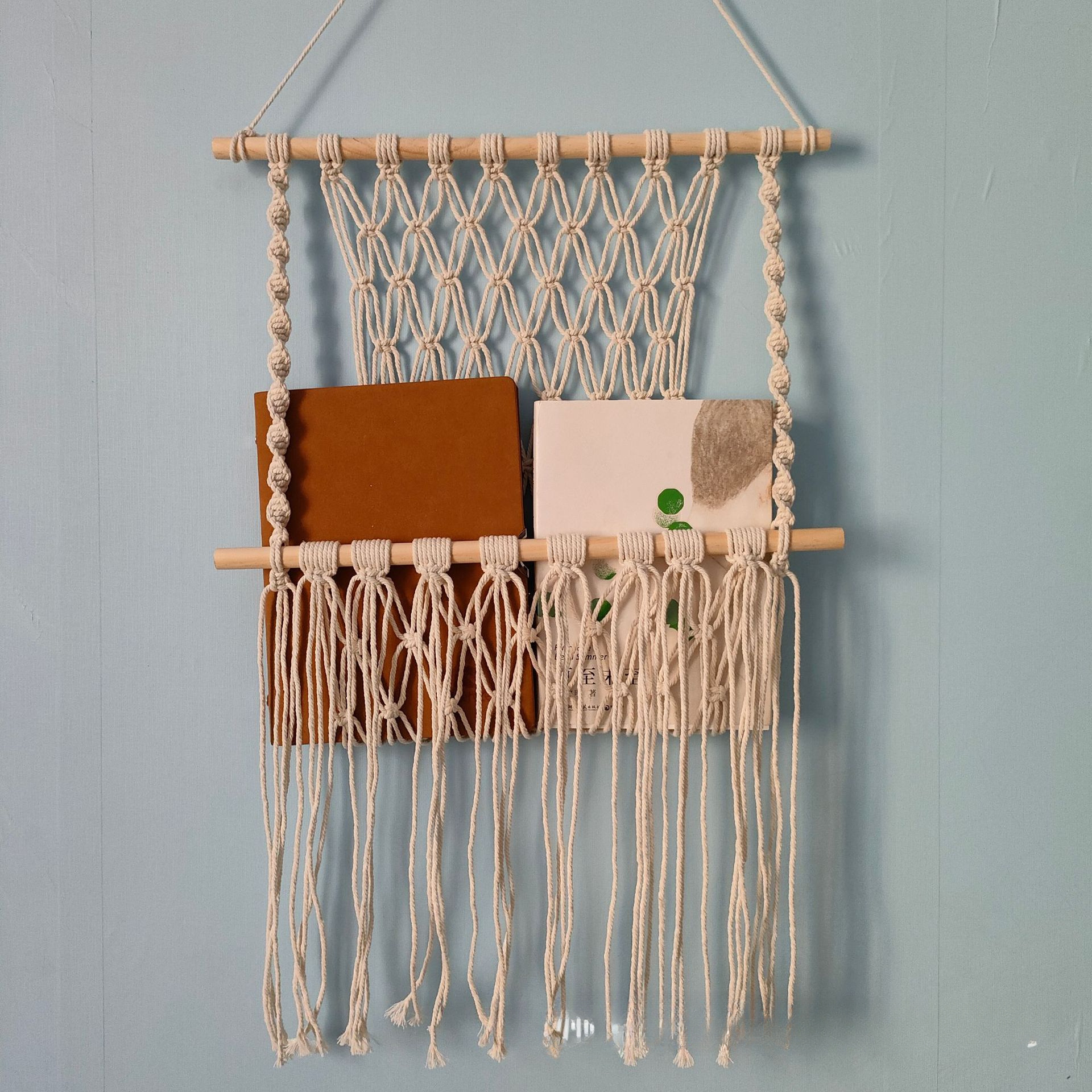1pc of handmade woven rope storage rack simple decoration wall mounted net pocket suitable for bedroom living room and bathroom Product details 4