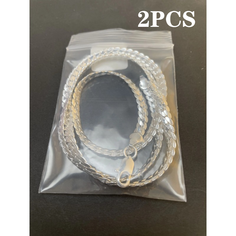 TEMU 2pcs [sterling Silvery Necklace] 20-inch 925 Sterling Silvery Elegant Necklace Chain - Perfect For , Weddings & Engagements