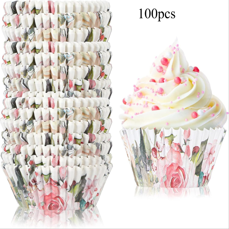 TEMU 100/200pcs Cupcake Liners, Muffin Cups Baking Supplies, Cupcake Holders 5*3cm, Pattern, Suitable For , Valentine's Day, Wedding Anniversaries,