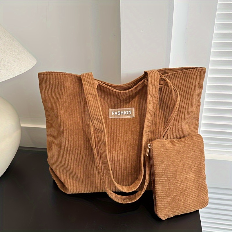 

Corduroy Simple And Fashionable Shoulder Bag, Commuter Combination Tote Bag, Casual Literary Underarm Shoulder Handbag