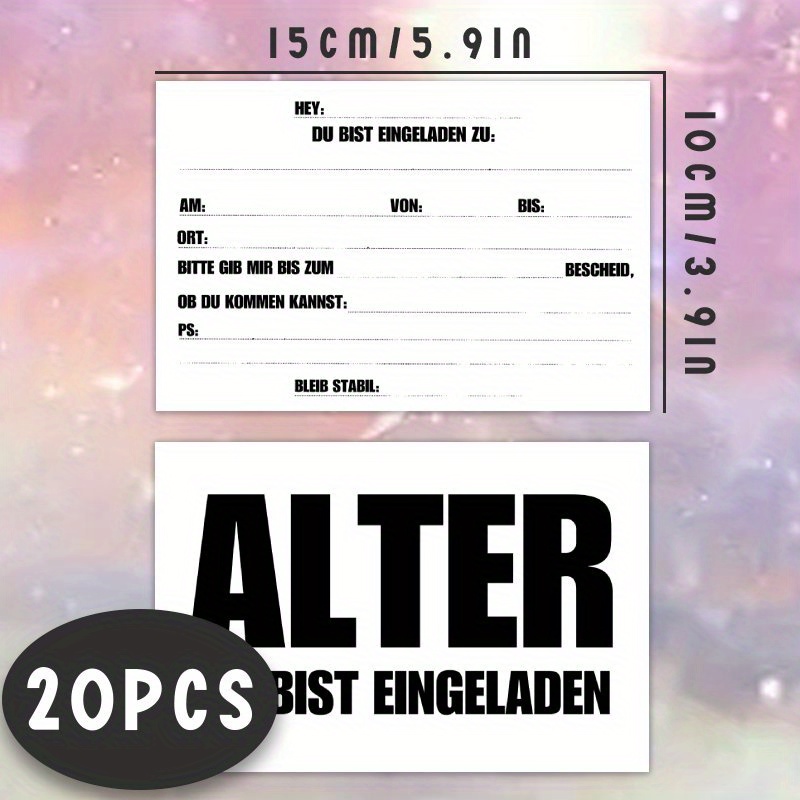 TEMU 20 Stk. Deutsche Einladungskarten mit Aquarell-Kreuzdesign - Beidseitig Elegante Briefpapier für Taufe, , Firmung, Geburtstage & Freundestreffen