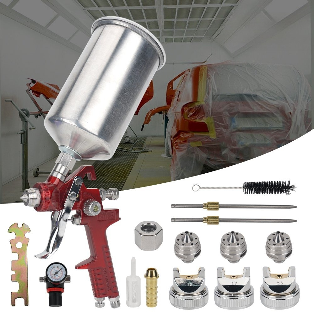 Paint Spray Gun Kit Spray Gun 3 Nozzles 1.4mm 1.7mm 2.5mm With 1000ml Cup Paint For Fences Ceiling Wall Painting
