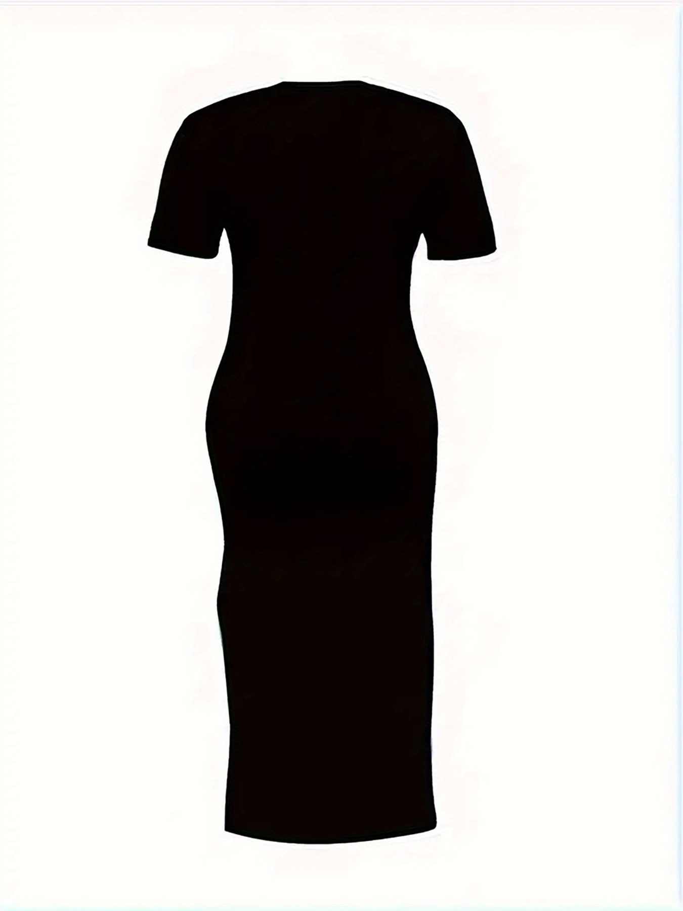 womens elegant fit midi dress black slit hem short - Temu Oman