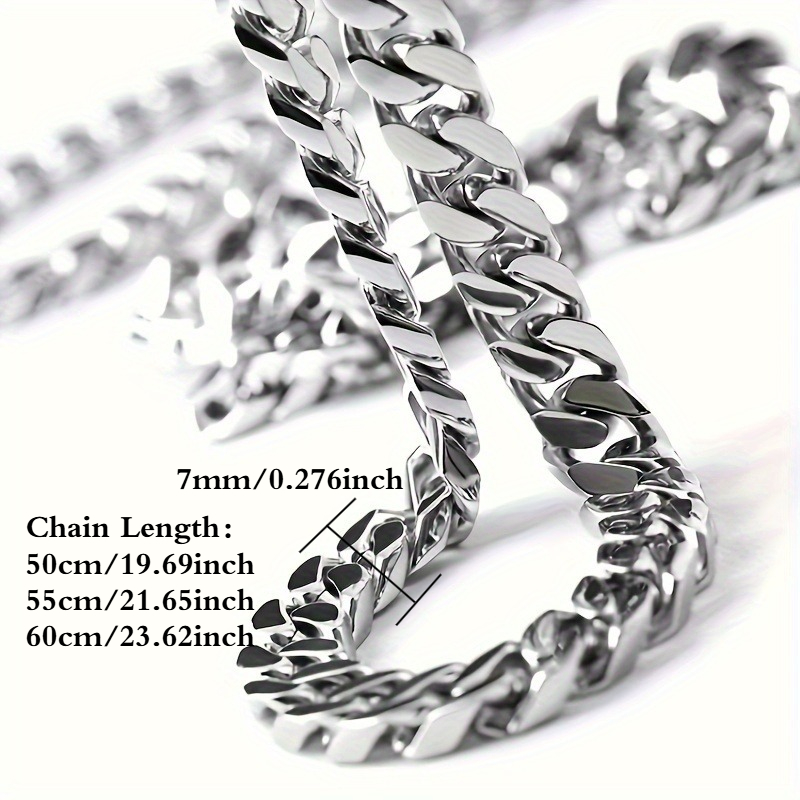 Men's Glossy Cuban Link Chain Necklace, Multiple Sizes Available