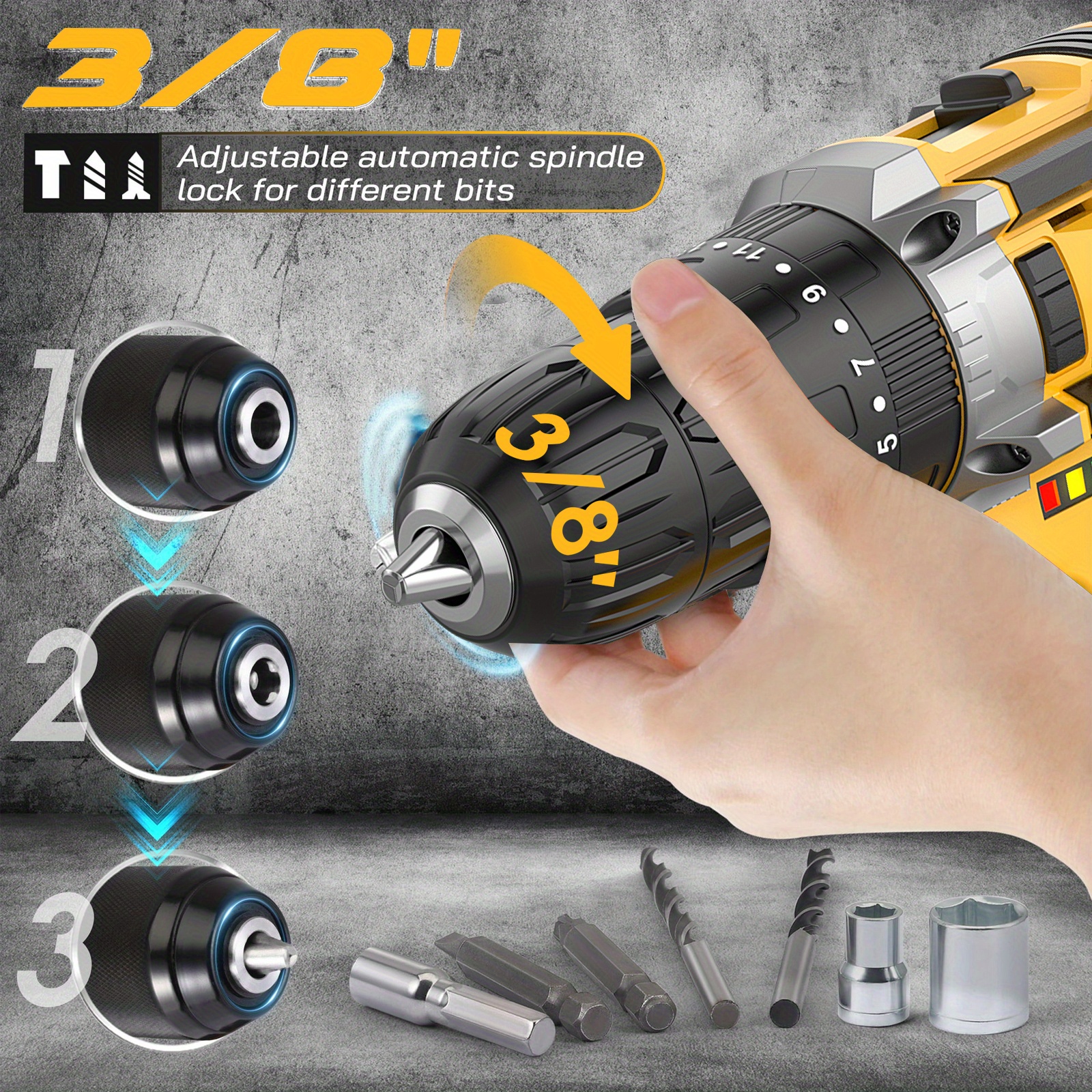 20v cordless drill set drill inch keyless Temu Canada