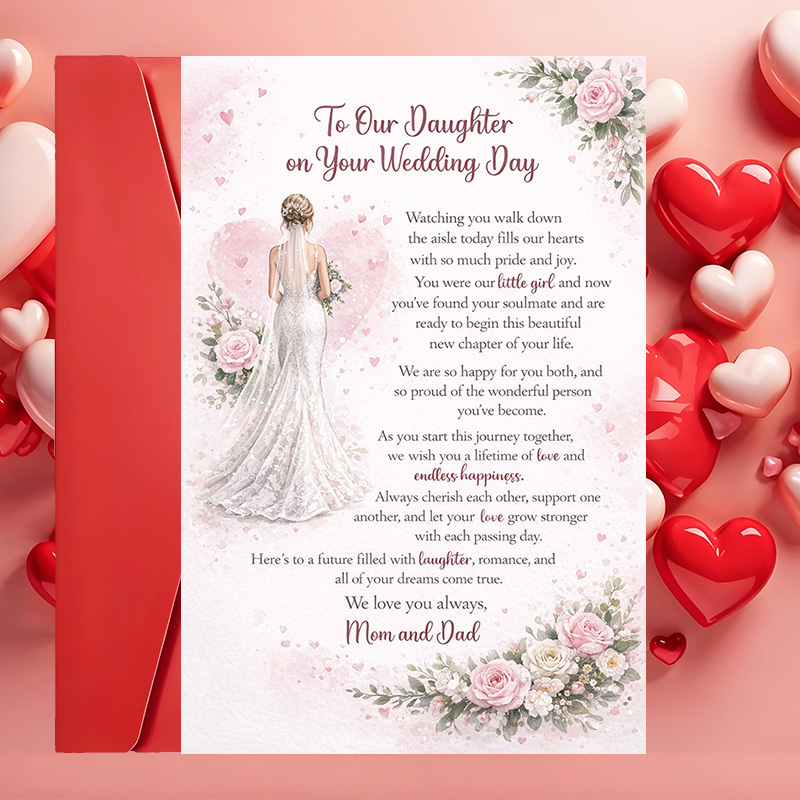 TEMU A Wedding Card From Parents To Their Daughter, Conveying Love, Pride, And Wishes, Ideal For Commemorating Her Unique Day And Of A