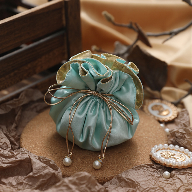 TEMU 5pcs Drawstring Gift Bags - Elegant Multipurpose Wedding Favor Pouches For Birthdays, Parties, Jewelry & Candy, Closure Goodie Bags Suitable For