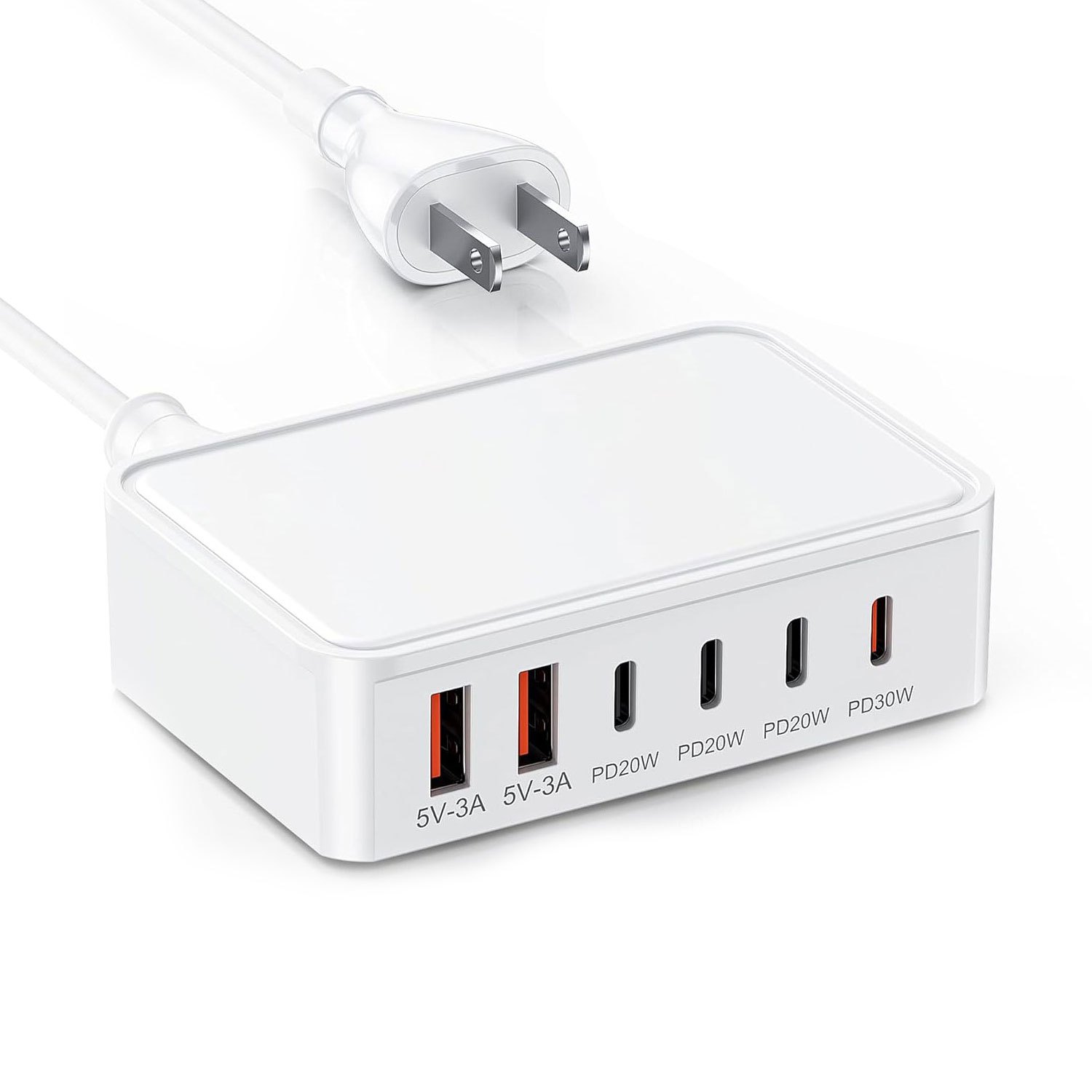 TEMU Usb C Charger Block, 6-port Type C Fast Charging Station , Usb C Wall Charger Adapter Plug For Ipad, Iphone 17, 16, 15, 14, 13, 12 Pro Max,