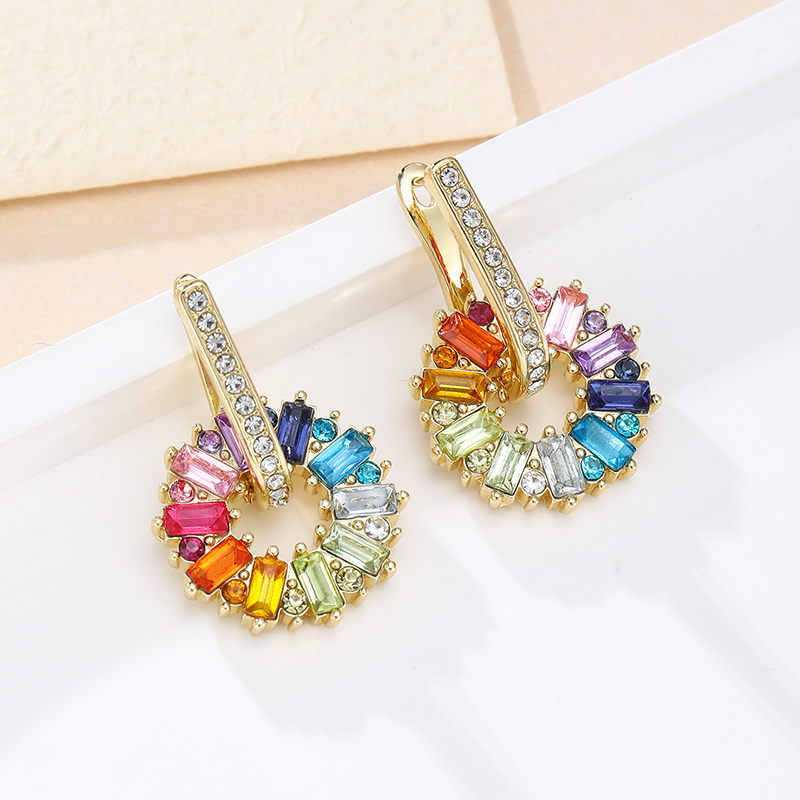 TEMU 1 Pair Luxurious And Colored Synthetic Zirconia Women's Fashion Pendant Earrings, Party Birthday Gift, Engagement Wedding Earrings, Anniversary