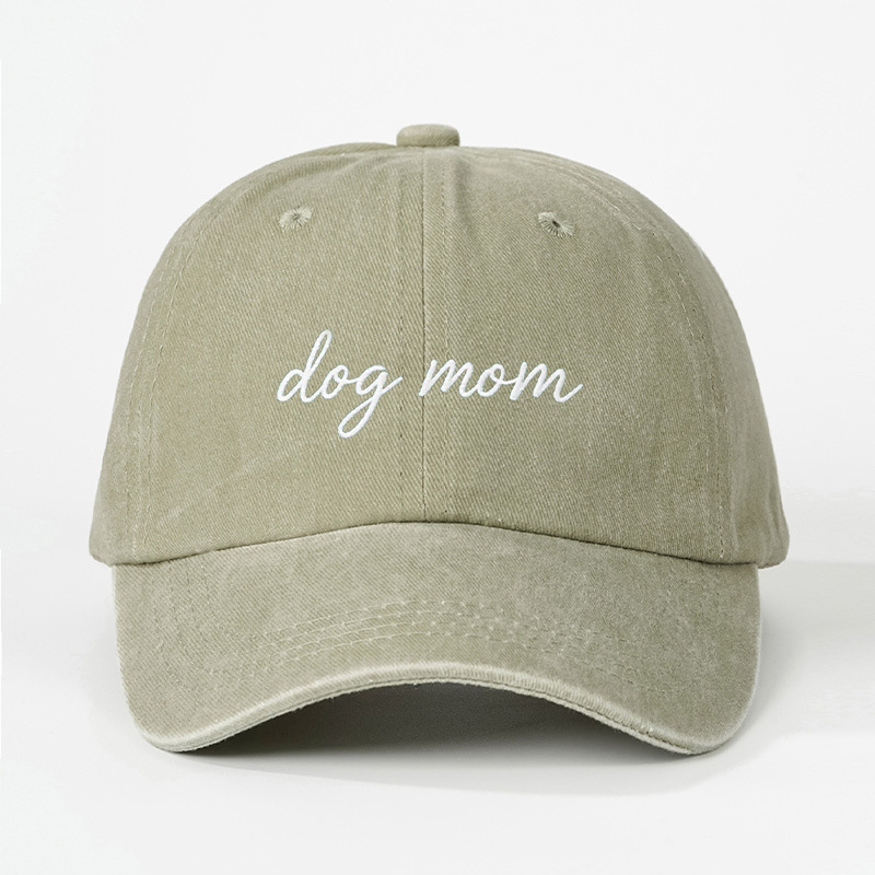 TEMU 1 Embroidered "dog Mom" Washed Baseball , Unisex Trucker Hat, Breathable Adjustable Golf , Summer Fashion Curved Brim Hat For Men And Women, Y2k