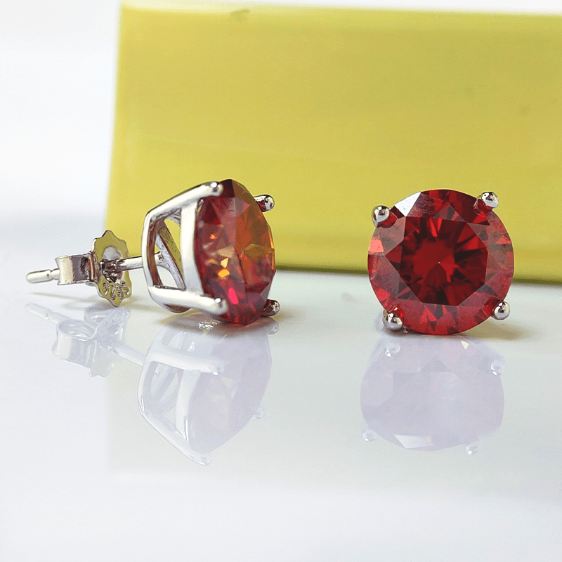 Women's Fashionable Red Moissanite Earrings, Copper Design
