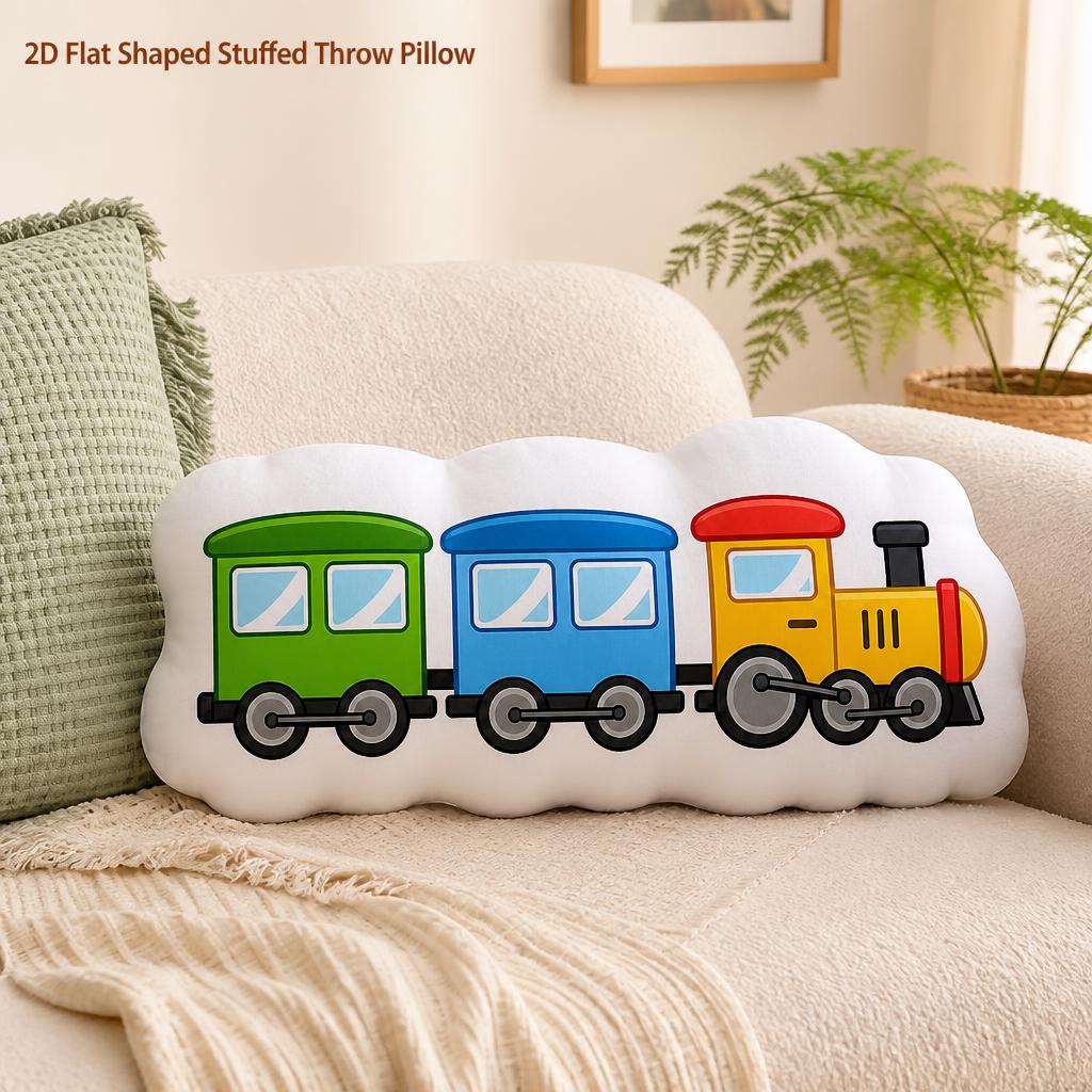 Train Railway Transportation, 2d Flat Printing Shaped Stuffed Throw Pillow Decorative Cushion Pillow For Gift Bedroom…: retailer-supplied image