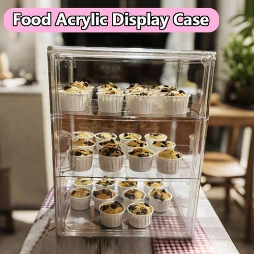 larawan ng item acrylic display case para sa pagkain, dustproof box, dessert cake bread show rack, storage drawer units