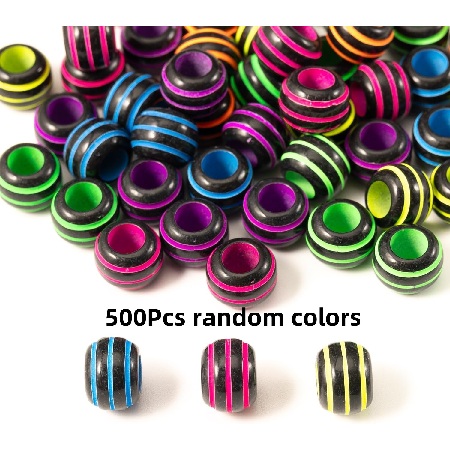 E-shop 500 Stk. Spiralmuster Pony-Perlen 6x9mm Großpackung für Freundschaftsarmband Halskette Schmuckherstellung Ohrring Haarflechten