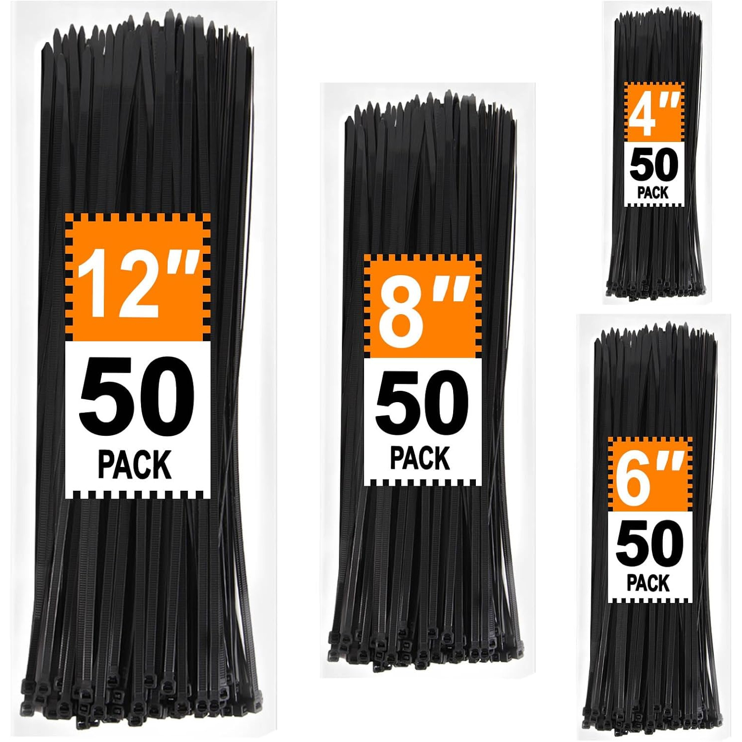 zip ties assorted sizes 4 6   inch 200 pack   ties uv resistant wire ties for indoor and outdoor use cable ties for plant