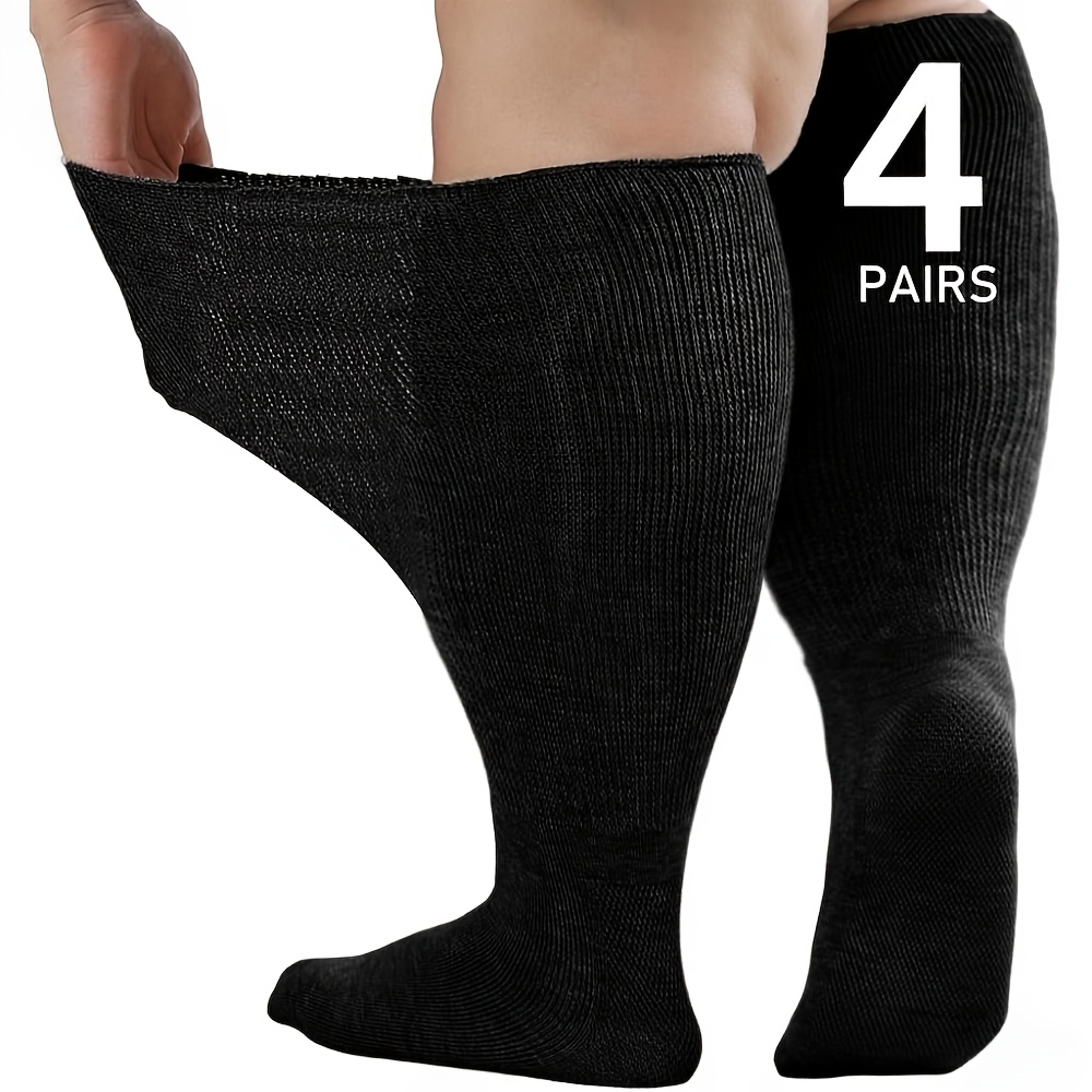 4 Pairs Long Minimalist Bamboo Fiber Socks for Diabetics - Loose Fit,  4-Season Wear for * Pregnant Women & Seniors