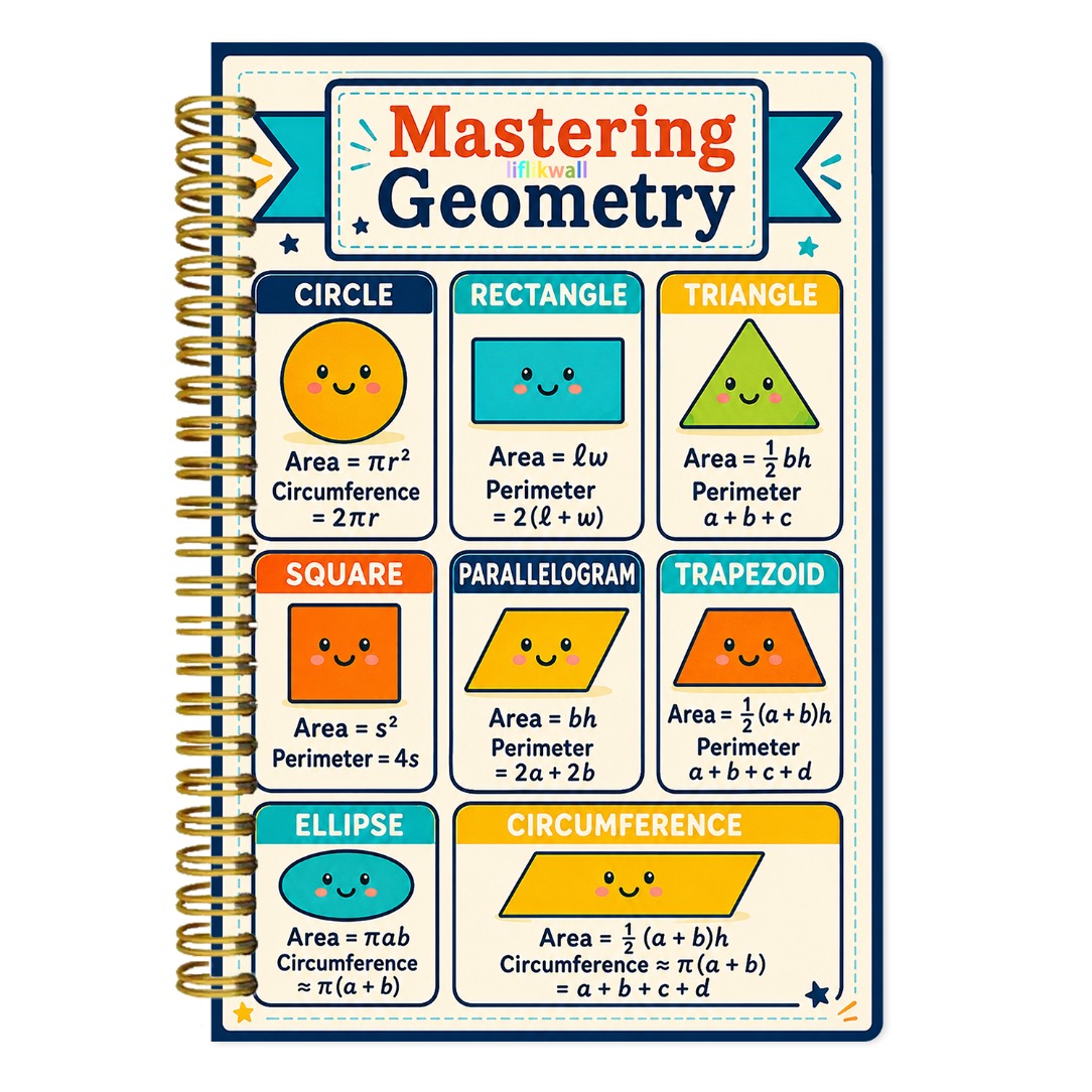 TEMU -page A5 High School Geometry Book Makes Geometry Learning Easier. It Features Clear Formulas And Organized Visual Layout, Helping Students