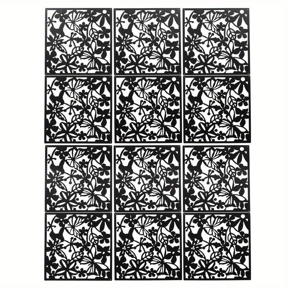 Classic Hanging Room Partition Board, 12pcs Panel Screen For Room/ Hotel Decoration, Decorative Wall Screen Board Black