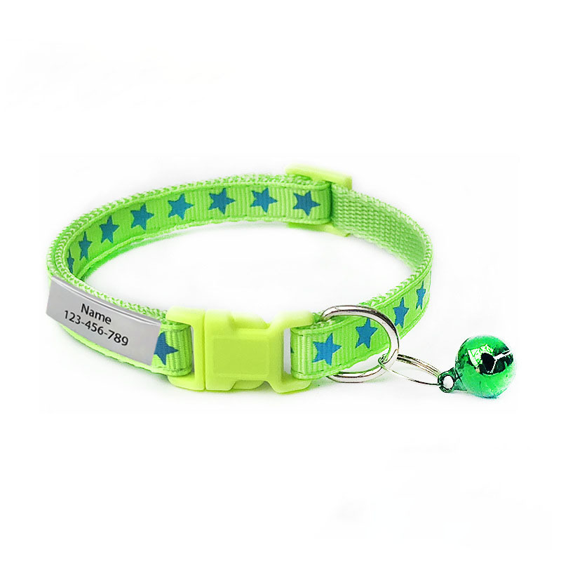 TEMU 1pc Customizable Star Pattern Personalized Kitten/puppy Collar, Includes Engraved Id Tag, Safety Breakaway , And Bell, Cat/dog Outdoor