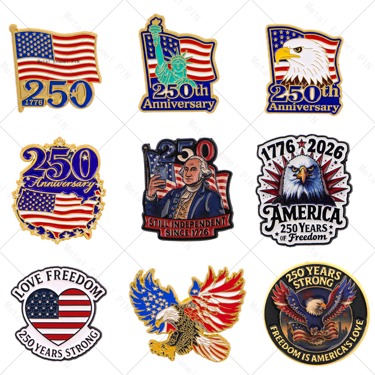 TEMU 9 spille smaltate per il 250簞 anniversario degli Stati | Spille da per , spille da da , regalo di abbigliamento, gioielli, accessori di moda, di