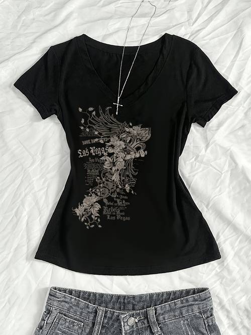 y2k dark style short sleeve t shirt vintage hot top accessories and necklace not included ns702