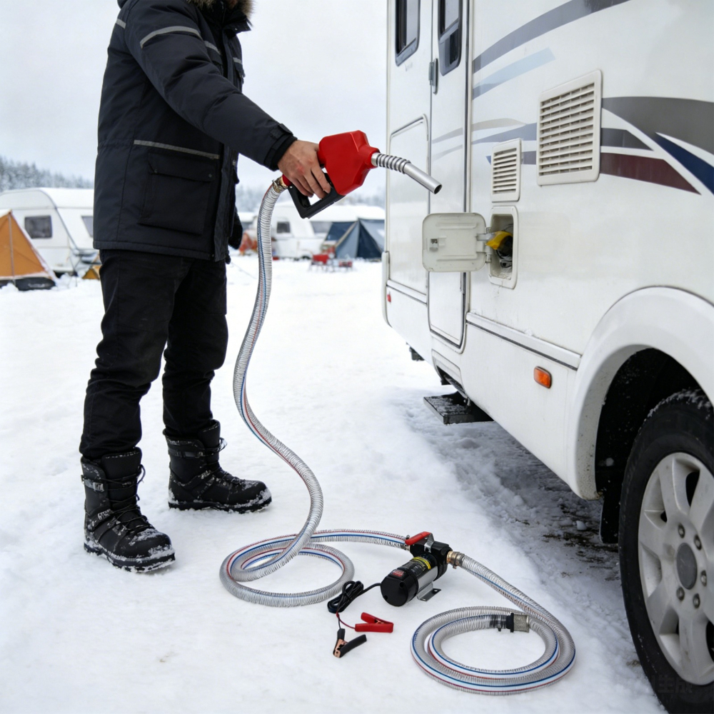 TEMU Attrezzatura per di riparazione veicoli, pompa del carburante a , pompa di trasferimento diesel, con tubi di m e di uscita da 4 m, pistola per