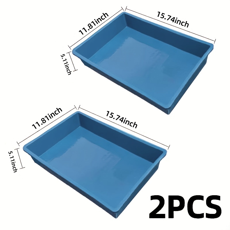 TEMU 2pcs Rectangular Planter Boxes, 15.7"-11.8", Durable Plastic Garden & Balcony Planters For Vegetables, Flowers & Fruits, Shallow Flower Box, &