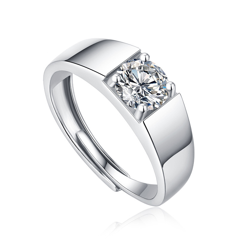 Image of Silvery S925 Style Men's Ring Moissanite Live Couple's Jewelry Source , Luxury, High-end, Men's Proposal, Wedding, Party, Anniversary, Birthday, Halloween, Christmas Jewelry Gifts Surprise