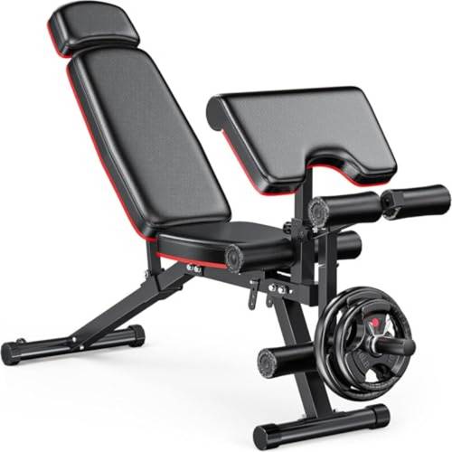 Adjustable Weight Bench, 800lbs Workout Bench for Home Gym, Incline Flat Exercise Bench Press for Full Training with Extended Headrest and Leg Extension