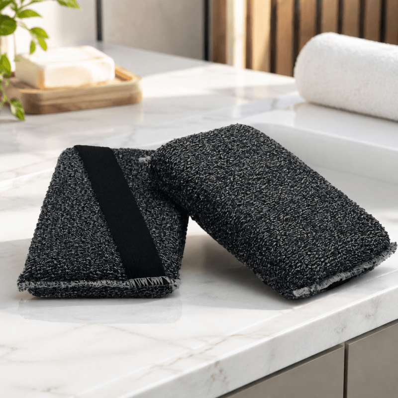 Bamboo Charcoal Bath Sponge, Exfoliating Body Scrub