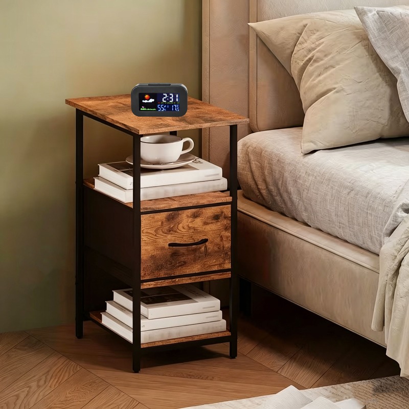 TEMU Dual-function Color Display Weather Alarm Clock: Real-time Temperature And Humidity Monitoring + Alarm Reminders, Large Backlit Screen With At A