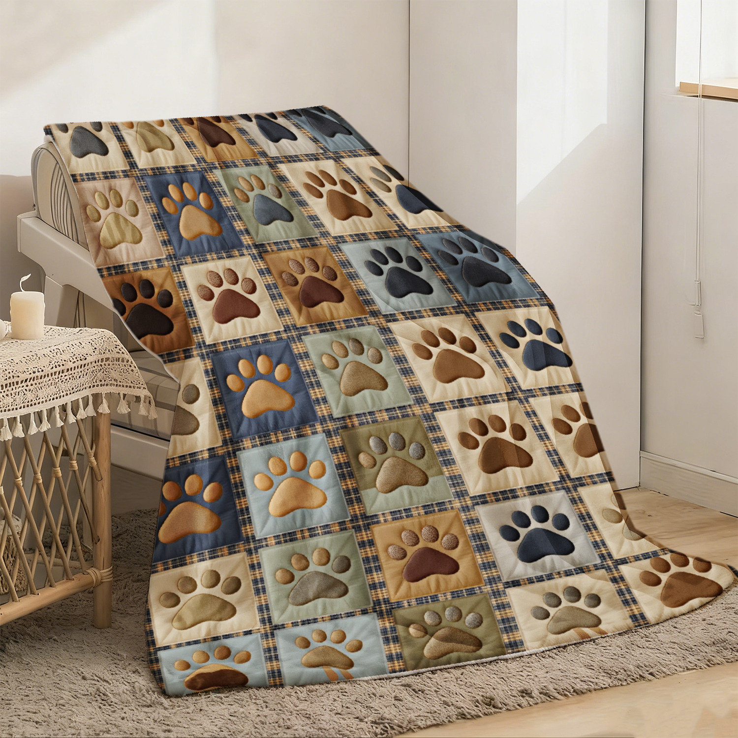 TEMU Comfortable Print Blanket - Soft And Warm, Suitable For , Suitable For Use On Sofas, In Offices And During Travels. For Dog Lovers And A
